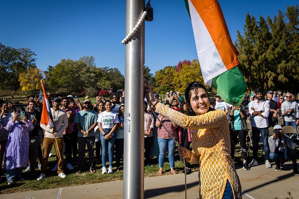 Annual flag-raising ceremony highlights international community, flag created by Horace Mann students